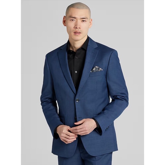Pronto Uomo Other - Pronto Uomo Platinum Mens 46L Navy Blue Wool Blend Modern Fit Suit Jacket Formal
